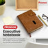 Promot PU Leather Notebook with Pen - A5 Lined Daily Journals for Writing Men Women, Executive Hardcover Notebook for Work, Travel Diary, Gift Idea, 200 Pages, Elastic Pocket, Bookmark, Strap, Brown