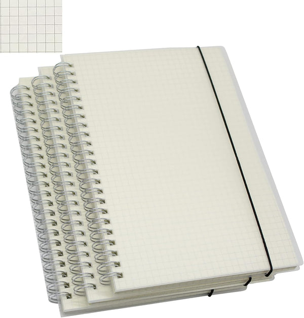 Yansanido Spiral Notebook, 3 Pcs A5 Thick Plastic Frosting Hardcover Graph Paper Journals for Study and Notes - 160