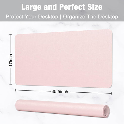 Hsurbtra Desk Pad, 35.5" x 17" PU Leather Mat, XXL Extended Mouse Pad, Waterproof Desk Blotter Protector