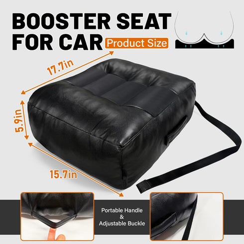CRAURU 17.7"x15.7"x5.9" Adult Booster Car Seat Cushion for Office Chair & Driving Thick Car Seat Cushion with Handle