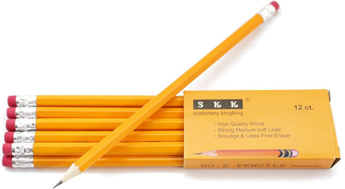SKKSTATIONERY Pre-sharpened Pencils with Eraser Top, #2 HB Pencil, 144/box