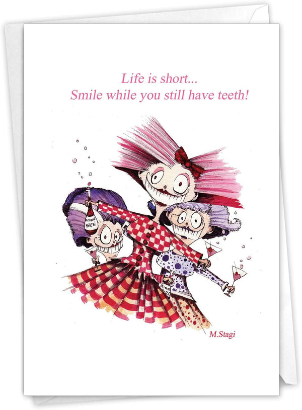 NobleWorks 1 Happy Birthday Greeting Card, Funny Cartoon Comic Humor, Celebrate Birthdays Notecard