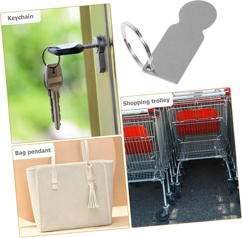 DOITOOL Stainless Steel Shopping Trolley Keychain Token Creative Heat Transfer Opener for Supermarket Carts Blank