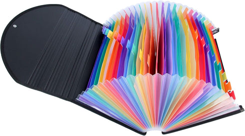 Uquelic Legal Size File Folder with Flap - Portable 24 Pockets Expanding Accordion Organizer, Black