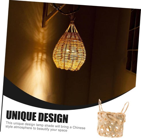 2Pcs Luxshiny Rustic Woven Lampshade Small Lamp Shades with Handles for Decorative Lighting Natural Atmosphere Design