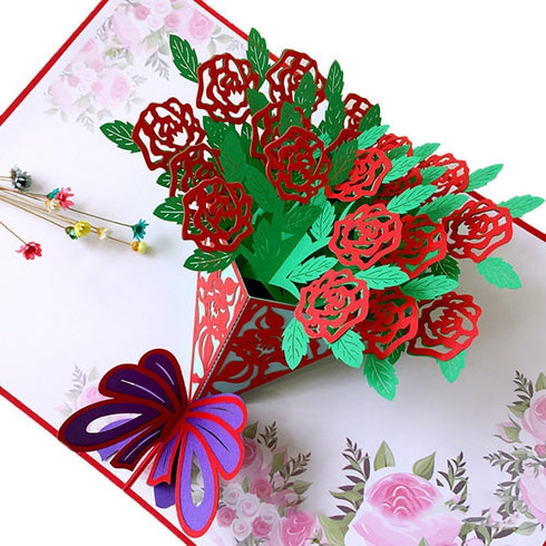 Flower Pop Up Cards 3D, Assorted 4 Flower Greeting Cards with Envelopes for All Occasions