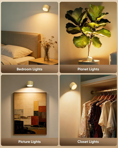 LINKEGO 2 3 Dimmable 360 2 Pack) LED Wall Mounted Lights Pcs with Remote, Rechargeable Wall Sconce with Color Temps
