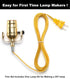 Lamp Repair Kit for Table and Floor Lamps, Rewiring Kit with 3 Way Socket Replacement, 12FT Cord, Brass Finish
