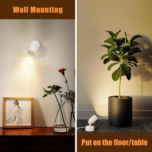 Kandicyar 2 Pack 5W Dimmable 3 LED Spot Lights Indoor, Uplighting with Remote Control & Timer, Uplights Indoor Floor