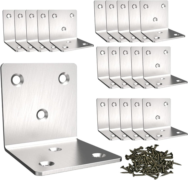Aufuga Stainless Steel Corner Bracket,Joint Right Angle Bracket,L Shape Heavy Duty Metal Corner