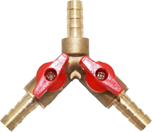 Joywayus 5/16" Hose Barb - Y Shaped Type 3 Way Union Intersection/Split Brass Shut Off Ball Valve Fitting