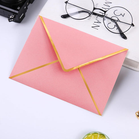 VANRA 150 PCS Colorful Self Seal A2 Envelopes V Flap with Gold Border for Greeting Cards