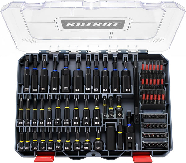 RDTRDT 80-Piece Magnetic Impact Nut Driver Set, SAE/Metric Nut Driver Set, Socket Adapters,