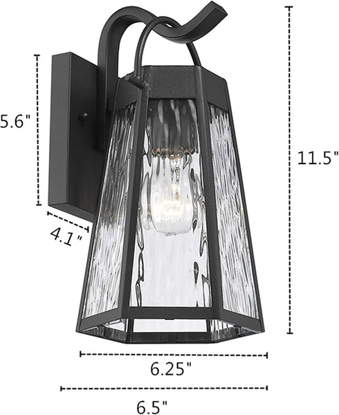 1 12" Industrial Light Textured Black Outdoor Wall Sconce Tall