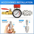 MEANLIN 1/4 Inch Air Compressor Regulator with Gauge, Inline 0-180 PSI for Air Compressor & Pneumatic Tools (Four-way