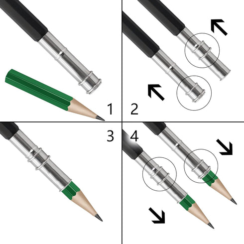 YACSEJAO Pencil Extenders, 5PCS Adjustable Lengthener Tool for School Art Writing
