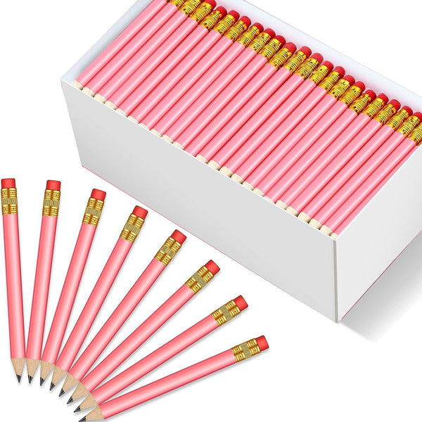 Chivao 288 Pieces Golf Mini Pencils Bulk, Pre Sharpened #2 HB Half Pencils with Eraser for Party Favors, Pink