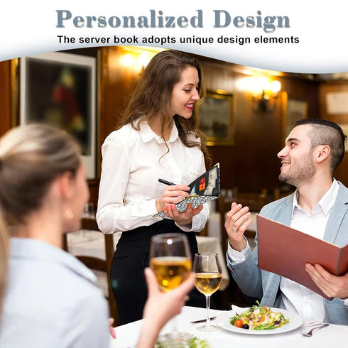 YeeCASE Server Book, Waiter Wallet in High Quality Leather, with Money Pocket and Zipper Pouch, Restaurant Waitstaff