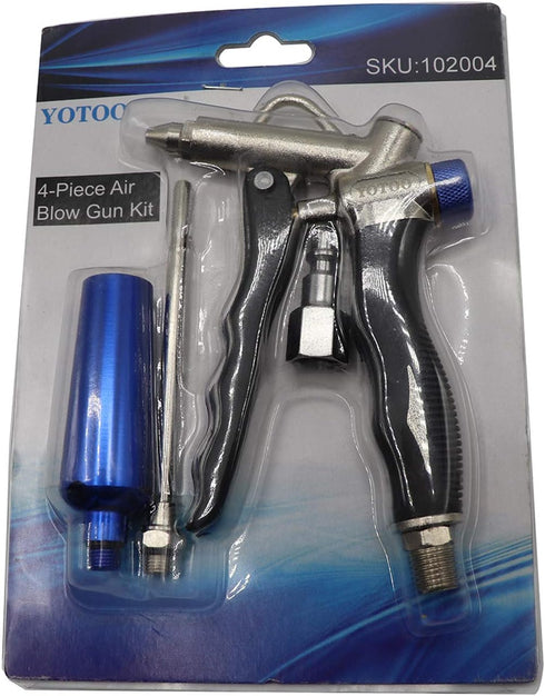 YOTOO 2-Way Air Blow Gun Kit with Adjustable Air Flow, Extended Nozzle, High Flow Nozzle, 1/4" NPT Plug