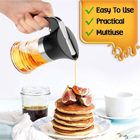 3.38Oz Honey Dispenser, No Drip Honey Jar Maple Syrup Dispenser Easy to Clean Olive Oil Dispenser with Handle Sugar