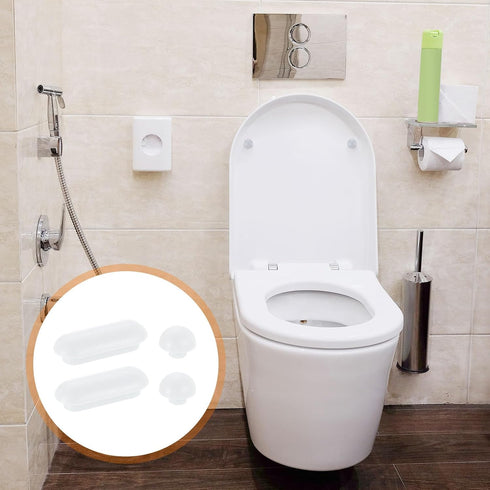 4Set uxcell Toilet Seat Buffer, Anti-Slip Plastic Toilet Seat Bumper Kit, Universal Buffer Toilet Lid Rubber Bumpers