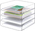 Tomorotec Desk Letter Tray Set, A4 Size Clear PET Stackable Document Organizer, Office Desktop File Holder (4X Portrait)