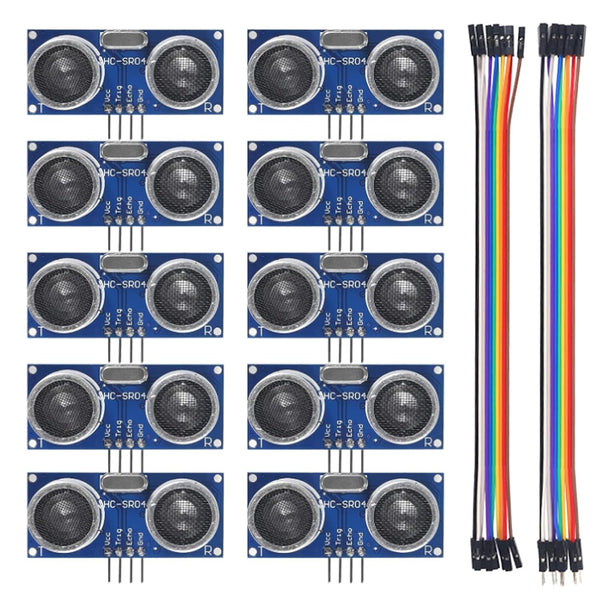 AEDIKO 10pcs HC-SR04 Ultrasonic Module Distance Sensor with Wire Cable