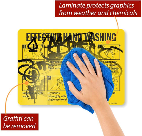 "Effective Hand Washing" Label by SmartSign, 10" x 14" Laminated Vinyl