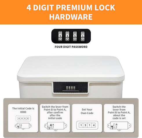 Lockable Storage Container Bin, 4.2 Gallon Capacity Organizer Box with Combination Lock, Heavy Duty Plastic Trunk