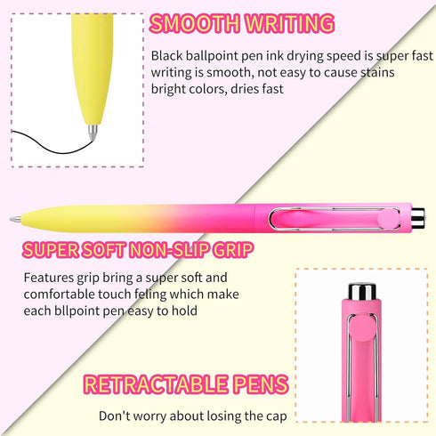 WY WENYUAN Cute Pastel Ballpoint Pens Bulk, Fine Point Smooth Writing, Black Ink Journaling Pens for Women & Men