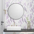 17.5" 393.7", Countertop White Purple Leaf Wallpaper Peel and Stick, Botanical Leaves Contact Paper x Modern Vinyl Wall