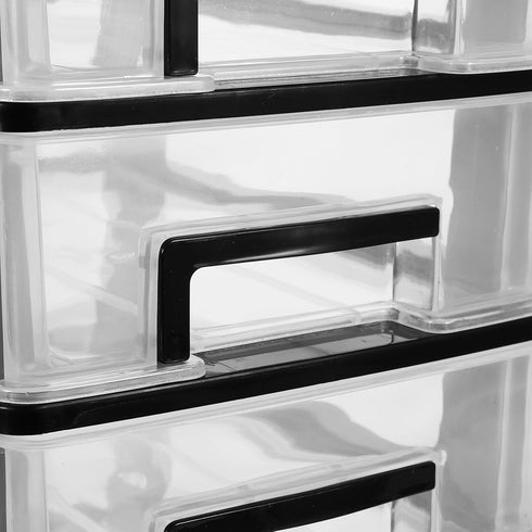 Gatuida Plastic Storage Drawers, 4 Drawer Desktop Organizer, Clear Plastic Makeup Organizer, Stackable Storage Box,