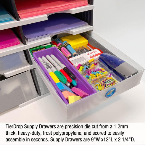 Ultimate Office TierDrop Supply Drawers, Set of 3, Measure 9w x 12d x 2 1/4 Inches High for Desk Accessories