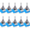 Taiss 10pcs DPDT Mini Toggle Switch - 6-Pin 3 Position ON/Off/ON, 6A 125V MTS-203