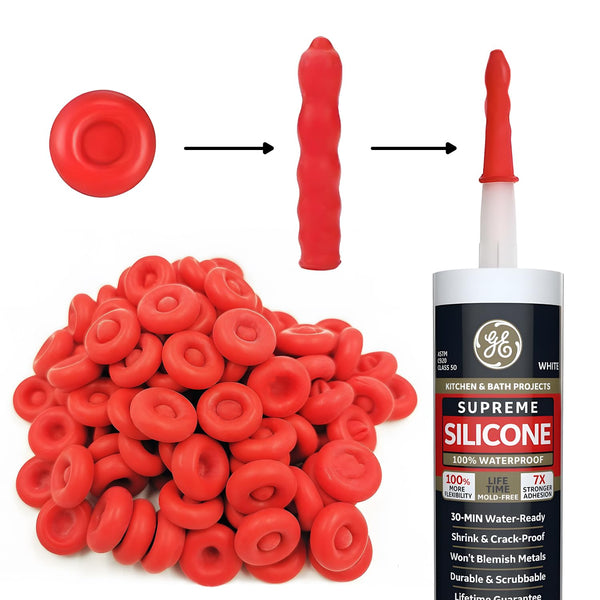 100 Pcs Caulk Cap, Caulk Saving Cap Finishing Tool for Sealing and Preserving, Red