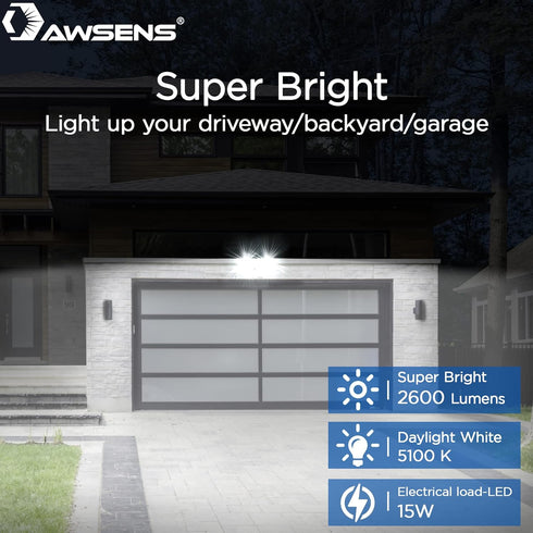 40W 180 4000 5000 2 LED Security Lights Motion Sensor Light Outdoor, Degree, LM Motion Security Light, K, ETL Water