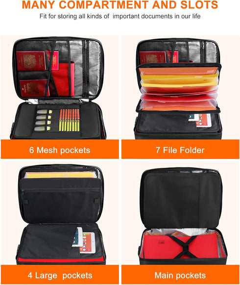 Noiposi Document Organizer, Waterproof and Fireproof Document Box, 5200? Heat Insulated, Portable Safe Storage for
