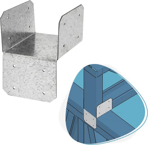 4 Pcs Silver Joist Anchor Connector Fit 4x4, 4x6, 4x8 Beam or Stud, 18 Gauge Galvanized Steel Roof Tie Header Hanger