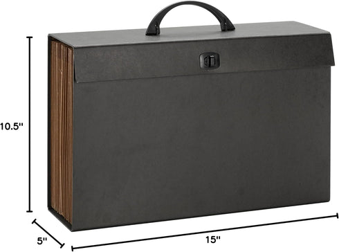 Smead A-Z and Subject Expanding File Box, 19 Pockets, Legal Size, Black, Latch Closure