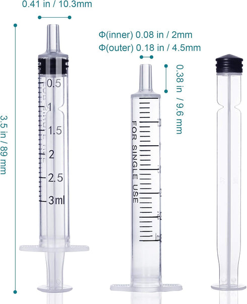 12 Pack - 3ml Plastic Syringes - Separate Sterile Packaging Small Syringe Without Needle for Plant Hydroponic Liquid Measurement Pets Feeding Tools (12Pcs 3ML/CC)