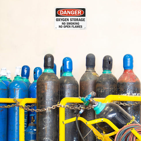 SmartSign S-5904-PL-10 Danger - Oxygen Storage, No Smoking Sign, 7" x 10" Plastic