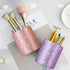 WAVEYU Large Pen Holder for Women, Glitter Makeup Brush Organizer Cup, Luxury Purple PU Leather