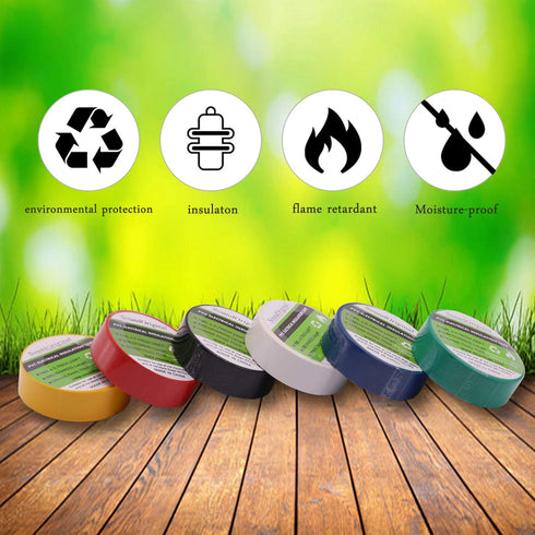 Electrical Tape Colors 6 Pack, 0.7-Inch by 30 Feet, 600V Dustproof Adhesive for Home Vehicle Auto Car Power Circuit