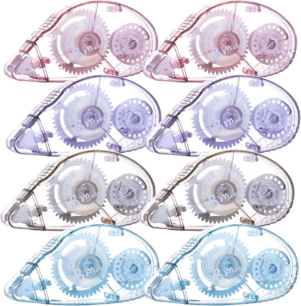 XUXU 8 Pack Double Sided Tape Roller, Permanent Adhesive Dots Tape Dispenser for Crafts