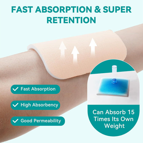 Dimora Silicone Foam Dressing Without Border 4"x 4", Highly Absorbent Adhesive Wound Bandage, 5 Pack