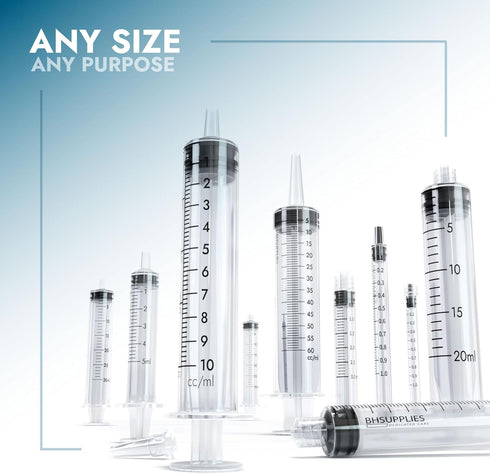 BH Supplies 3ml Luer Slip Tip Syringe with Caps, Sterile, Individually Wrapped, 100 Syringes