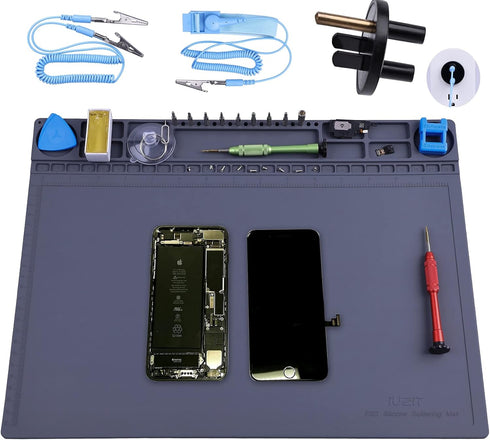 Anti Static Mat for PC Building, IUZIT Heat Resistant 932°F ESD Soldering Mat with Grounding Cord & Plug