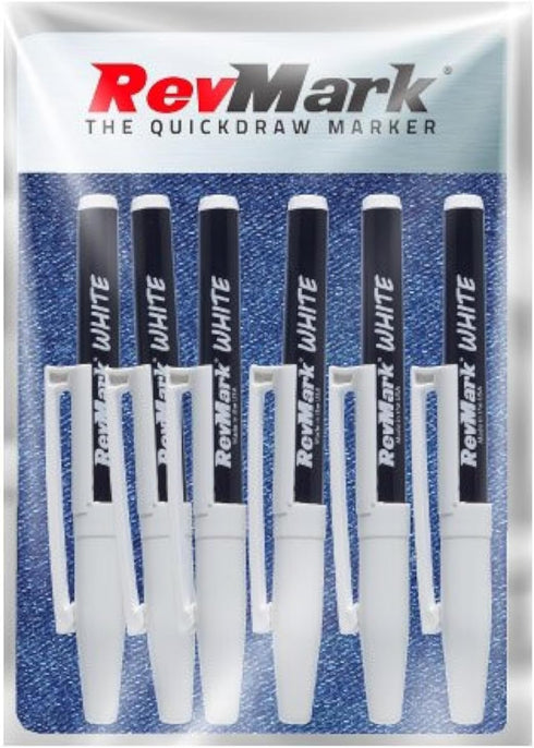 RevMark Bright Series Industrial Marker - 6 Pack, Made in USA, Replaces Paint Marker for Metal, PVC, Pipe - WHITE