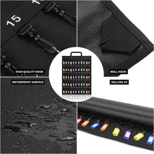 Fireproof Waterproof Rollable Key Case, Compact Storage for 55 Keys, Roll Up Organizer for Hotel, Car Sales, Real Estate