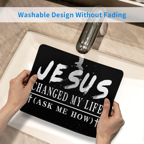 Generic 7.9 9.5 Jesus Changed My Life Christian Cross Mousepad Computer Thick Rubber Overlock Slide Gaming Mouse Mat